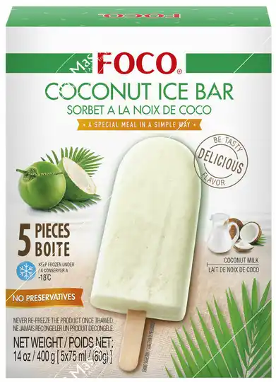 FOCO Ice Cream Bar Coconut 5 x 80 g